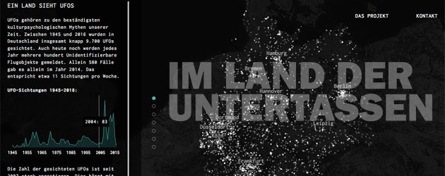 Interaktive Karte visualisiert UFO-Sichtungen in Deutschland von 1945-2016