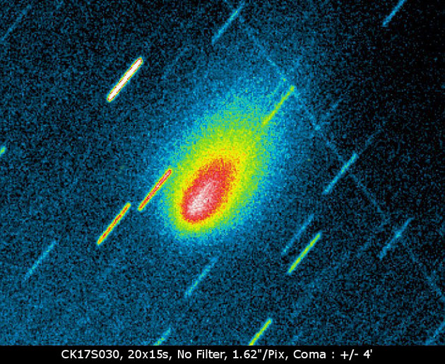 Teleskopaufnahme des Kometen C/2017 S3 (Pan-STARRS). Copyright/Quelle: Jean-Francois Soulier / aerith.net