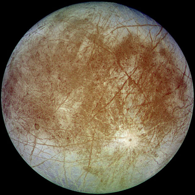 Blick auf dem Jupitermond Europa. Copyright: NASA