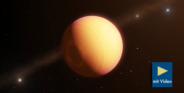 Künstlerische Darstellung des beobachteten Exoplaneten „HR 8799 e“ (Illu.). Copyright: ESO/L. Calçada