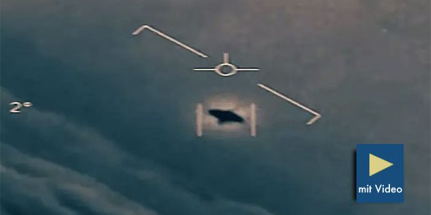 Standbild-Ausschnitt aus einem vom US-Verteidigungsministerium veröffentlichten UFO-Video der Bordkamera eines Navy-Kampfjets. Copyright/Quelle: DoD (USA), ToTheStarsAcademy / New York Times