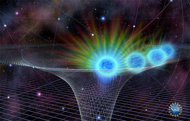 Grafische Darstellung der von Einstein vorhergesagten Rotverschiebung im Licht eines ein Schwarzes Loch umkreisenden Sterns (Illu.). Copyright: Nicole R. Fuller/ National Science Foundation