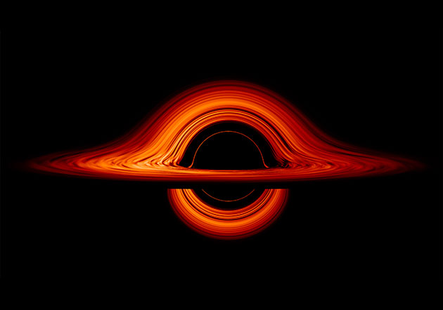 Visualisierung der Akkretionsscheibe um ein Schwarzes Loch Copyright: NASA's Goddard Space Flight Center/Jeremy Schnittman