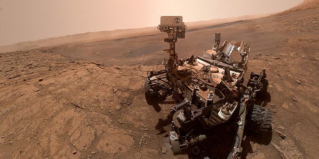 Selfie des NASA-Rovers „Curiosity“ an seinem Arbeitsort, dem Mars-Krater Gale. Copyright: NASA