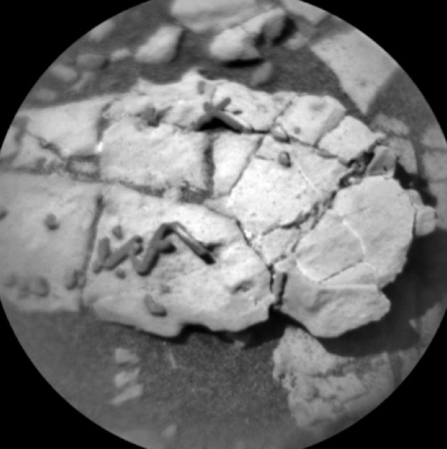 ChemCam-Mikroskopaufnahmen der Strukturen vom 31. Dezember 2017. Copyright: NASA/JPL-Caltech/LANL