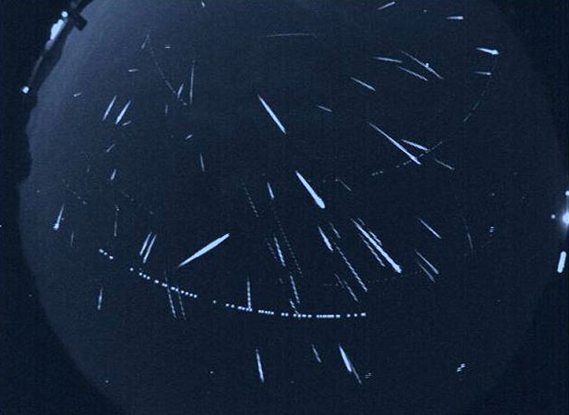 Kompositaufnahme der Perseiden am 11. August 2011. Copyright: NASA/MSFC/D. Moser, NASA’s Meteoroid Environment Office