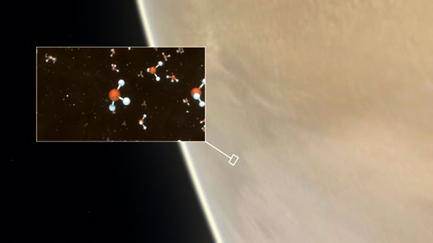 In der Venusatmosphäre haben Astronomen die chemische Signatur von Phosphin entdeckt, für das sie keine andere Erklärung als anaerobe Mikroben finden konnten. Copyright: ESO/ M. Kornmesser/L. Calçada/NASA/JPL-Caltech/Royal Astronomical Society/ Attribution: CC BY 4.0