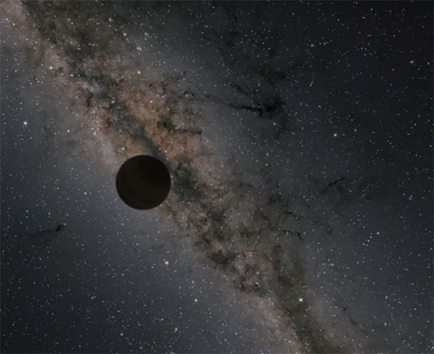 Grafische Darstellung eines befreit von einem Stern durchs All treibenden Einzelgängerplaneten (Illu.). Copyright: NASA