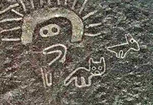 Ein weiteres Beispiel von Katzendarstellungen in Form von Scharrbildern in der Nazca-Ebene. Copyright: Ministerio de Cultura, Peru