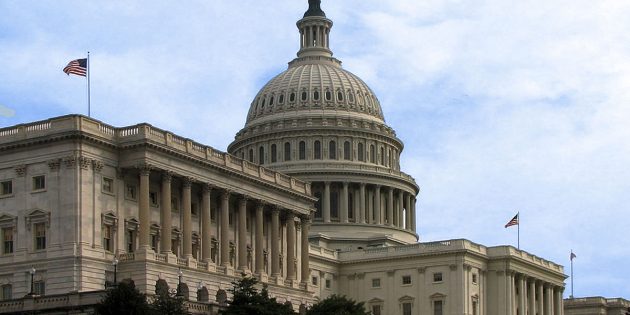 Senats-Seitenansicht des United States Capitol in Washington, D.C. Copyright: Public Domain