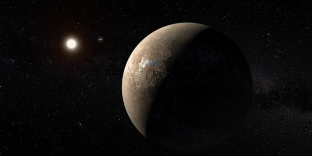 Künstlerische Darstellung eines erdartigen Planeten um Proxima Centauri (Illu.). Copyright: ESO/M. Kornmesser