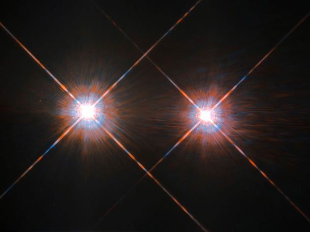 Alpha Centauri A (links) und Alpha Centauri B, aufgenommen vom Hubble-Weltraumteleskop. Copyright: NASA / ESA / Hubble
