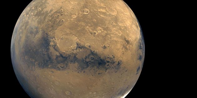 Mosaik-Aufnahme des Mars durch die NASA-Sonde „Viking Orbiter“. Copyright: NASA/JPL-Caltech/USGS