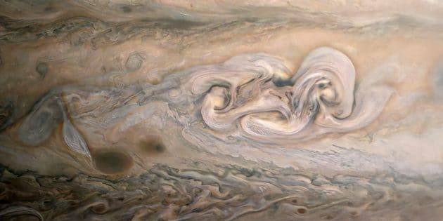 Symbolbild: Blick der NASA-Sonde „Juno“ in die wolkenschwere Atmosphäre des Jupiter. Copyright: NASA/JPL-Caltech/SwRI/MSSS