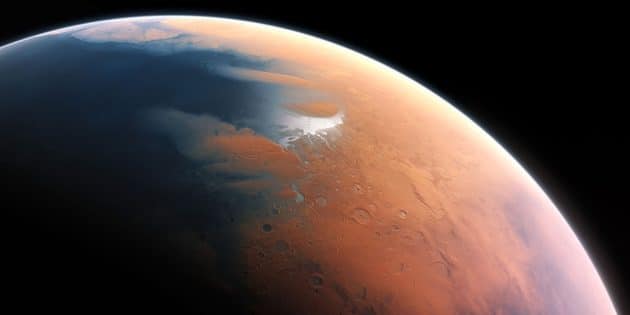 So könnte der Mars einst ausgesehen haben (Illu.). Copyright: Europäische Südsternwarte (ESO) / M. Kornmesser