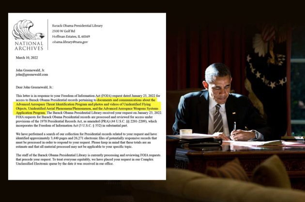Symbolbild: Der ehem. US-Präsident Barack Obama und das Antwortschreiben der National Archives an John Greenewald. Copyright: obamalibrary.gov / theblackvault.com