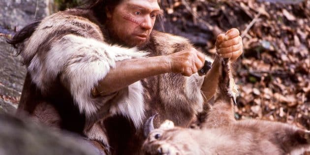 Archivbild: Lebend-Rekonstruktion im Neanderthal-Museum eines Homo sapiens neanderthalensis. Copyright: Neanderthal-Museum, Mettmann