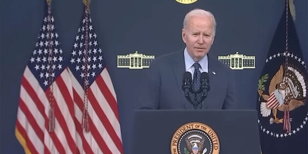 US-Präsident Joe Biden während seiner Ansprache zu den abgeschossenen unidentifizeirten Flugobjekten. Copyright: US Gov. / C-SPAN