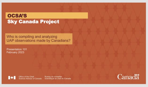 Titel der offiziellen Powerpoint-Präsentation zum „Sky Canada Project“.Copyright: https://science.gc.ca/