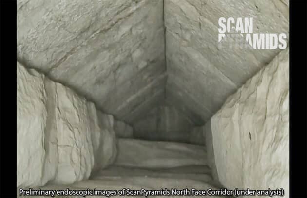 Blick in den neu entdeckten Korridor im Innern der Großen Pyramide von Gizeh. Copyright/Quelle: ScanPyramids.com