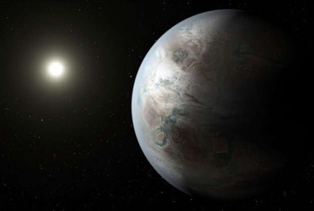 Künstlerische Darstellung des fernen potenziell lebensfreundlichen Planeten „Kepler-452b“ (Illu.).Copyright: NASA Ames/JPL-Caltech/T. Pyle