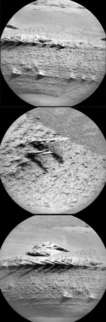Weitere Curiosity-Aufnahmen der Strukturen mit der ChemCam.Copyright: NASA/JPL-Caltech/MSSS