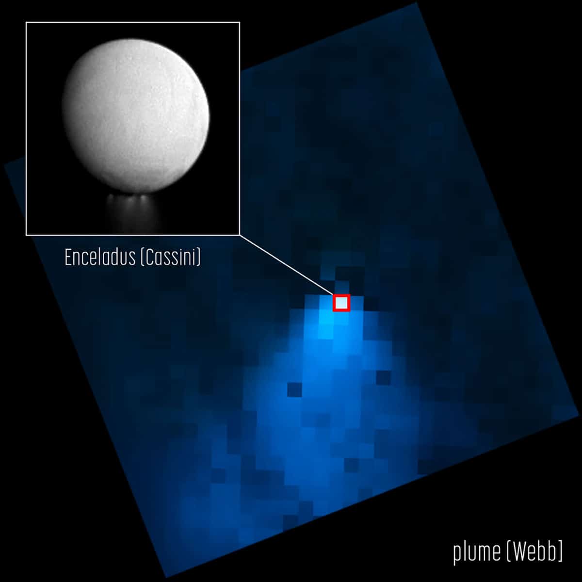 Webb-Weltraumteleskop dokumentiert gewaltigen Wasserdampfausbruch aus Saturnmond Enceladus