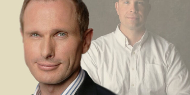 Investigativjournalist Ross Couthart (v.) und UFO-Whistleblower David Grusch