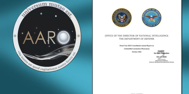 Titel des „Fiscal Year 2023 Consolidated Annual Report on Unidentified Anomalous Phenomena – October 2023“, veröffentlicht vom Office oft he Director of National Intelligence und des Departmen of Defense. Quelle: Dept. of Defense, AARO.mil