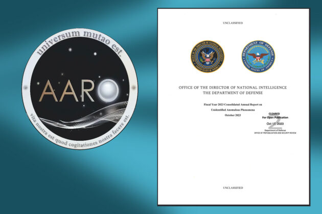 Titel des „Fiscal Year 2023 Consolidated Annual Report on Unidentified Anomalous Phenomena – October 2023“, veröffentlicht vom Office oft he Director of National Intelligence und des Departmen of Defense. Quelle: Dept. of Defense, AARO.mil