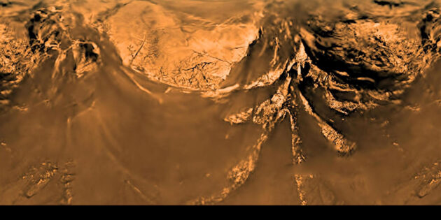 Blick auf die Landschaft des Saturnmondes Titan, aufgenommen von der NASA/ESA-Sonde Huygens am 14. Januar 2005. Copyright: ESA/NASA/JPL/University of Arizona