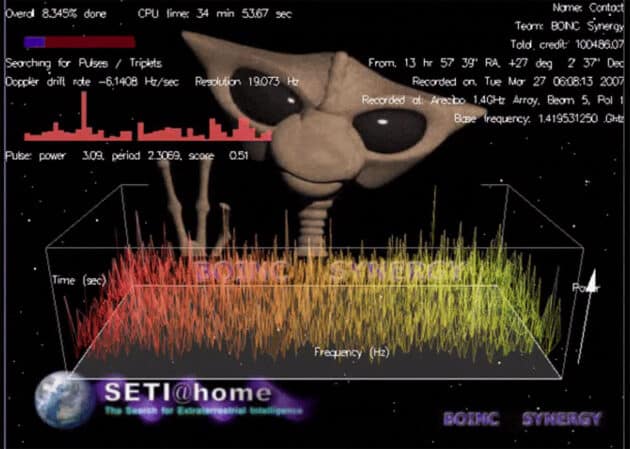Symbolbild: Der klassische „Bildschirmschone von SETI@home.Copyright: SETI@home (via WikimediaCommons) CC BY-SA 4.0