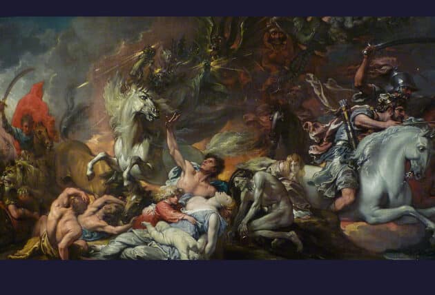 Gemälde von Benjamin West, 1796, nach der Johannesoffenbarung.Copyright: Gemeinfrei