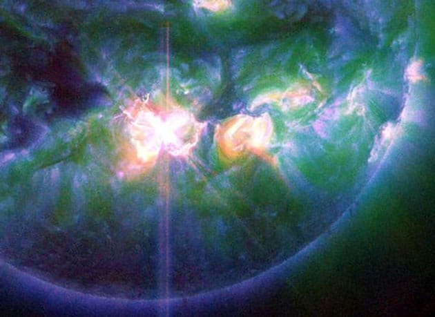 Der X9.1-Ausbruch vom 3. Oktober 2024.Quelle/Copyright: Solar Dynamics Observatory/NASA