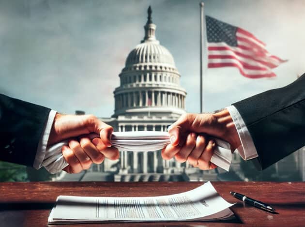 Politisches Ringen um das UFO-Enthüllungsgesetz (UAPDA) am US-Kongress (Illu.). Copyright: grewi.de (KI generiert)
