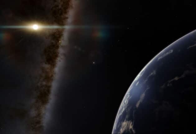 Künstlerische Darstellung eines erdartigen Planeten im äußeren Sonnensystem (Illu.). Copyright: seahyx (via Pixabay.com)