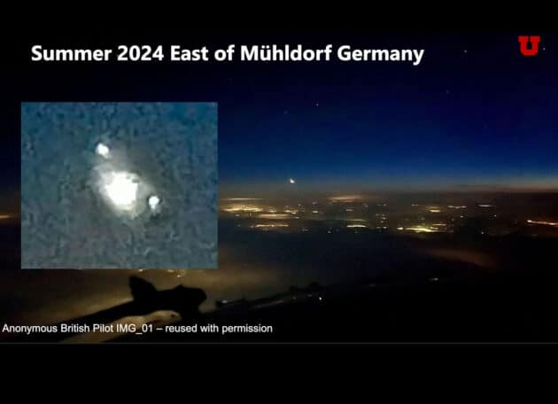 Eine der Aufnahmen aus der Bilderserie zur UAP-Sichtung eines britischen Piloten nahe Mühldorf im Juli 2024. Copyright/Quelle: Dr. Doug Buettner