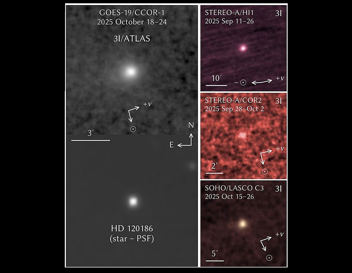 Neue Aufnahmen des interstellaren Objekts 3I/ATLAS.Copyright/Quelle: ArXiv.org