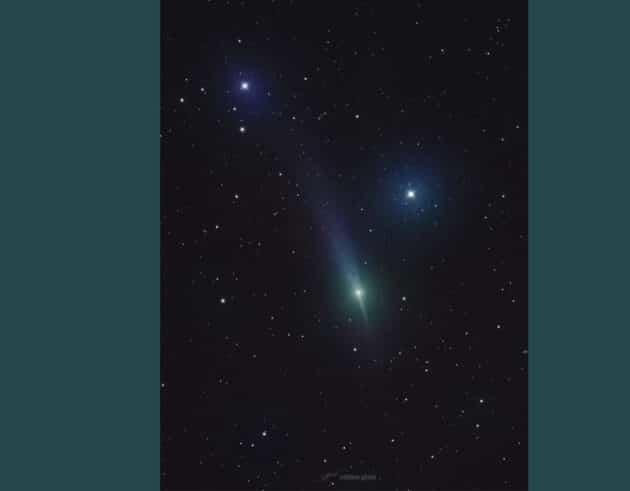 Das interstellare Objekt 3I/ATLAS ist mittlerweile auch mit Teleskopen von der Erde aus zu sehen. Hier eine Aufnahme des Kometen am 1. Dezember 2025 über Utah. Copyright: Dr. Sebastian Voltmer, www.weltraum.com