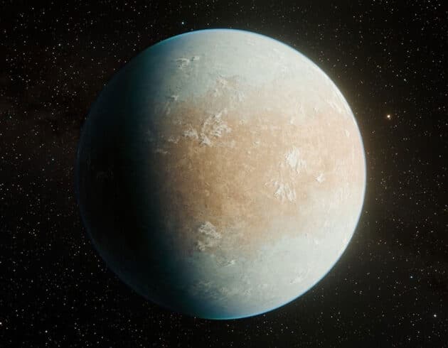 Künstlerische Darstellung des neuentdeckten Exoplaneten-Kandidaten „HD 137010 b”, hier als “kalte Erde” (Illu.). Copyright/Quelle: NASA/JPL-Caltech/Keith Miller (Caltech/IPAC)